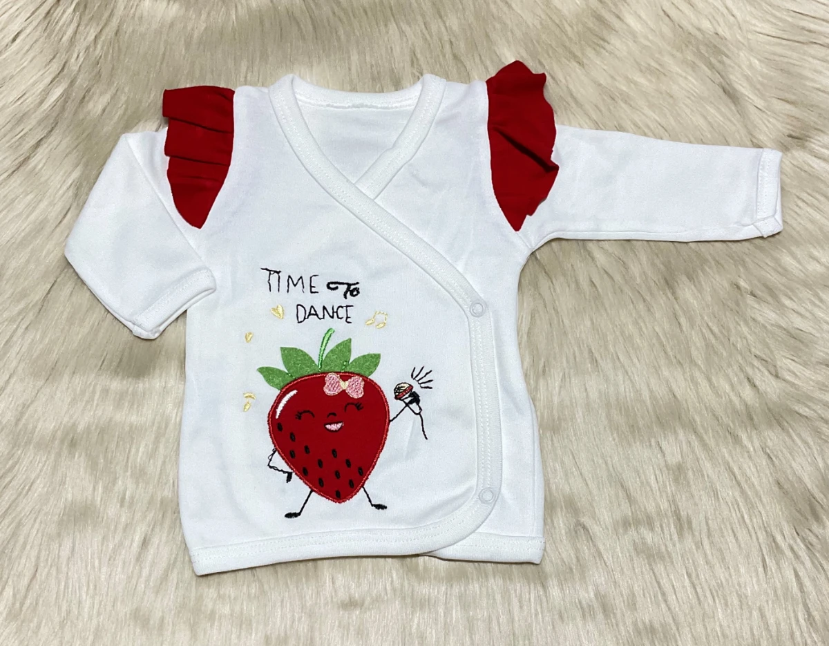 Almini  Yeni Sezon 5 Parça Çilekli Kız Bebek Yenidoğan Hastane Çıkış Zıbın Seti