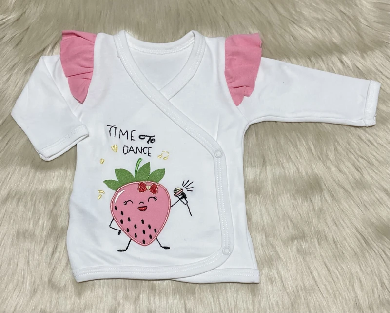 Almini Yeni Sezon 5 Parça Çilekli Kız Bebek Yenidoğan Hastane Çıkış Zıbın Seti