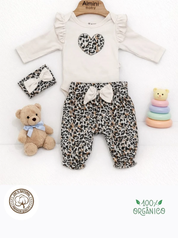 Almini LEOPAR KALPLİ KIZ BEBEK 3'LÜ TAKIM