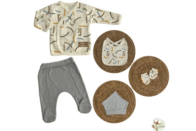 Almini Yeni Sezon Çizgili Erkek 5 Parça Hastane Çıkışı