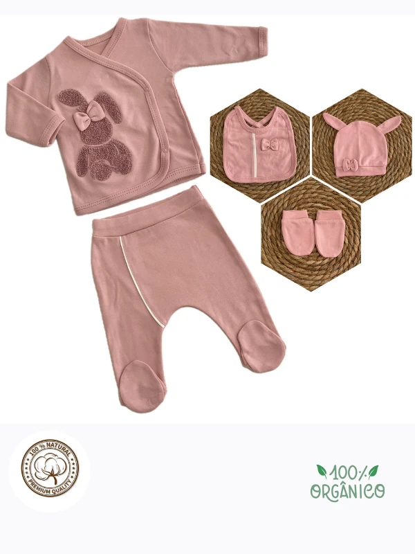 Almini Yeni Sezon Tavşan Süzeneli 5 Parça Kız Bebek Hastane Çıkışı