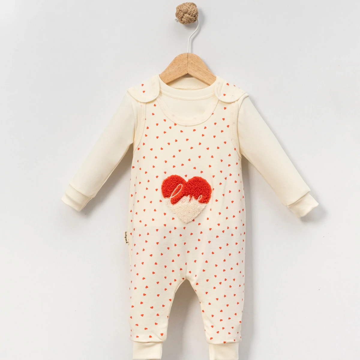 Almini Kız Bebek Kalp Süzeneli Body'li Slopet Tulum 