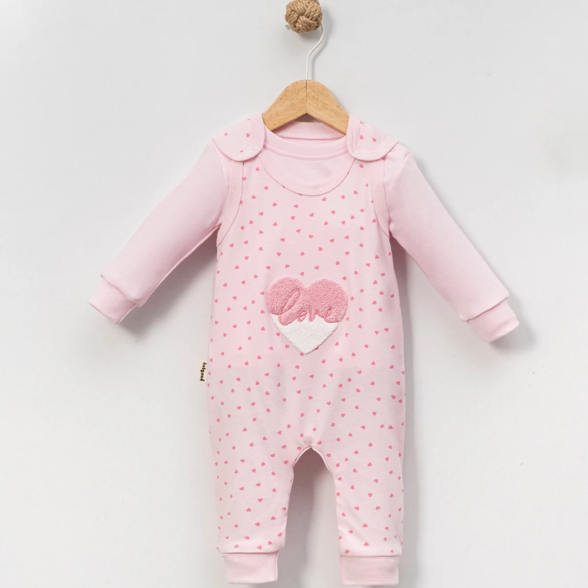 Almini Kız Bebek Kalp Süzeneli Body'li Slopet Tulum 