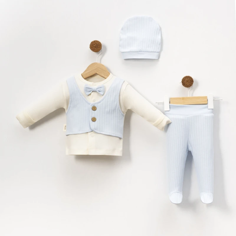 Almini Erkek Papyonlu  Yelekli 3 Lü Hastane  Çıkış Zıbın  Seti