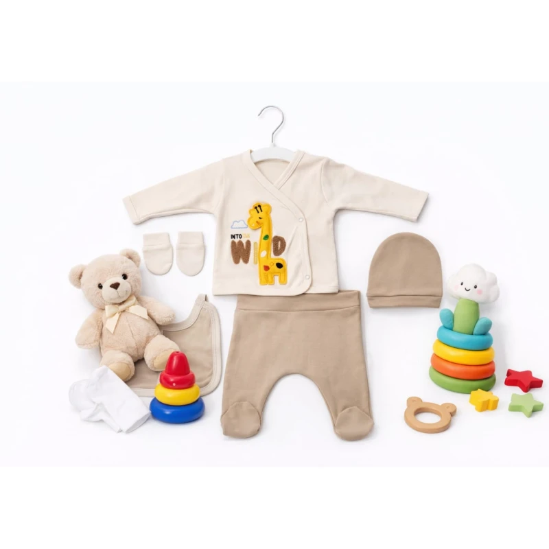 Almini  Baby Erkek Bebek 5li Yenidoğan Zıbın Takımı Seti