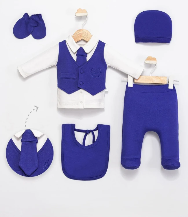 Almini Baby Mini Gentleman 5’li Erkek Bebek Hastane Çıkışı Seti 0-3 Ay - SAKS
