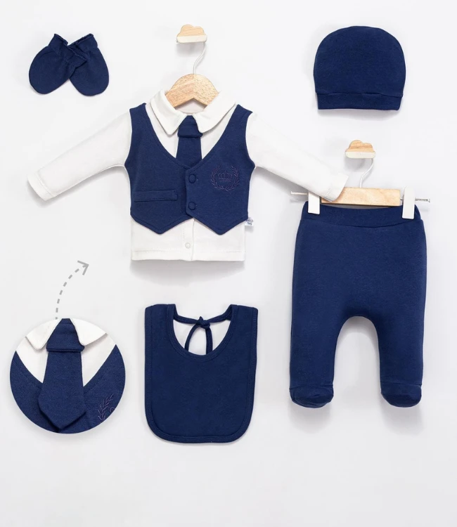 Almini Baby Mini Gentleman 5’li Erkek Bebek Hastane Çıkışı Seti 0-3 Ay