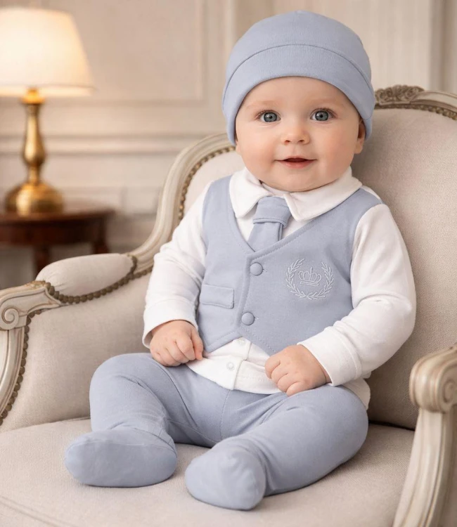 Almini Baby Mini Gentleman 5’li Erkek Bebek Hastane Çıkışı Seti 0-3 Ay - GRİ