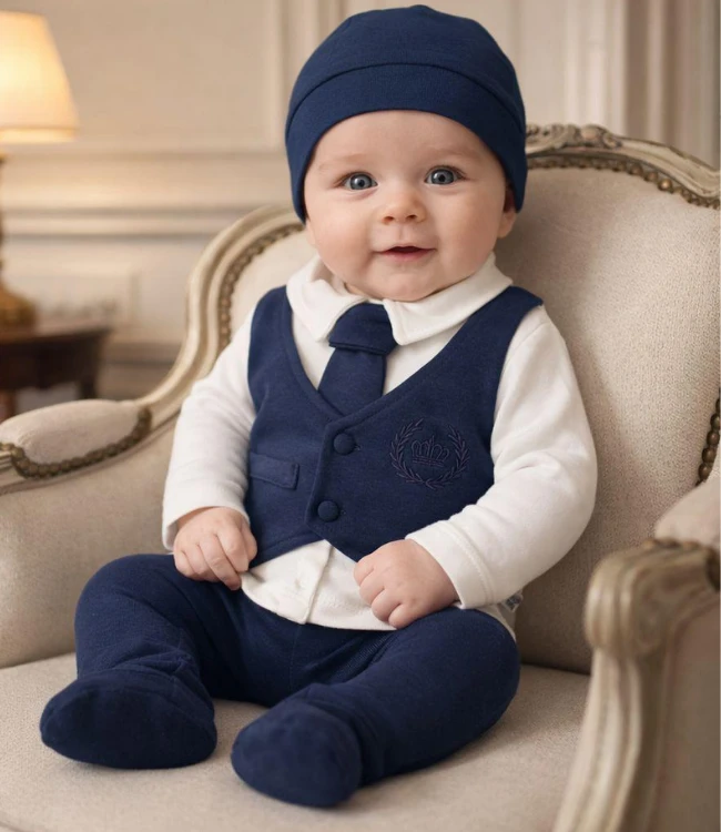 Almini Baby Mini Gentleman 5’li Erkek Bebek Hastane Çıkışı Seti 0-3 Ay